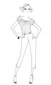Top A Tire d'Aile en Coton Flammé vert d'eau, cotton, short sleeves, boat neckline with collar.