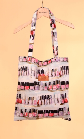 Sac Girlfriend imprimé Nail Bar, tote bag zippé
