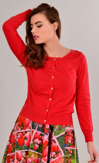 Cardigan Lucy SweetyRouge, maille diminuée douce mélange coton-soie