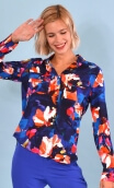 Chemise Little Jo. Crazy Bloom bleu rouge