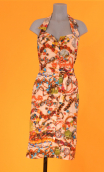 Robe Café Mambo imprimé Colliers. Dos nu et boutonnée