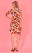 Dress Phil printed Fête foraine, Crew neck, elbow sleeves, trapezoidal line, practical. Urban chic, French designer.