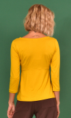 Top Lorelei en Basiques Raffinés Moutarde, yellow jersey, wrap effect, 3/4 sleeves, sixties. Paris