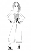 Pantalon Kowloon printed Mesdemoiselles , cotton, wide and 7/8th pants, pleat under tie belt, pockets. Parisian designer