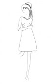 Dress Phil printed Rosebud, Crew neck, elbow sleeves, trapezoidal line. French designer.