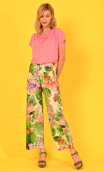 Pantalon Gabor imprimé Délicieux jardins. Coton,7/8ème, taille haute, profil plat, zip côté, poches plaquées, bohême chic, créat