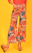 Pantalon Gabor imprimé Rosebud, Coton 7/8ème, large, poches plaquées. Bohême chic, Paris