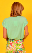 Top Callisto in Basiques Raffinés Menthol, jersey, fluid, cowl neck, sleeveless. Fashion Paris