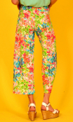 Pantalon Gus imprimé Rosebud, large 7/8ème, stretch, taille haute. Créateur Paris