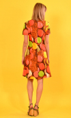 Shirt dress Rosa Bonheur printed Gourmandise, cotton, flared, buttoned, short sleeves. 