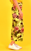 Pantalon Gus printed Nénuphars , 7/8 wide pants, stretch, high waist, flat profile. French designer