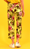 Pantalon Gus printed Nénuphars , 7/8 wide pants, stretch, high waist, flat profile. French designer