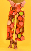 Pantalon Kirk imprimé Gourmandise. Coton,7/8ème, taille haute, profil plat, zip côté, poches plaquées, bohême chic, créateur Par