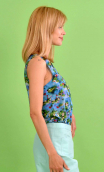 Top Luciole printed Du côté de chez Claude, sleeveless top, fluid, V neckline with ease pleat. Paris