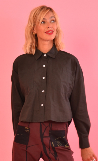 Plain woman shirt Django. Voile de coton. Marron, brown small top short and far from the body