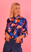 Chemise Résiste. Crazy Bloom Bleu rouge