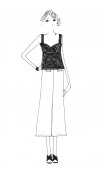 Pantalon Gabor in print Mesdemoiselles, Cotton, 7/8th, wide, high waist.  Paris.