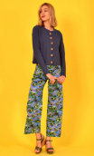 Pantalon Gabor imprimé Du côté de chez Claude, Coton 7/8ème, large, poches plaquées. Bohême chic, Paris