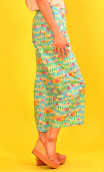 Pantalon Kirk printed Au gré du vent, Cotton trousers 7/8th lengh, high waist, flat profile, side zip, patch pockets. Baba chic