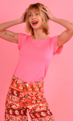 Top Ascot Basiques Raffinés. Rose jersey, fitted, small sleeves. 