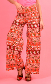 Woman trousers Royal in print Bayadère rouge, very long and large pants