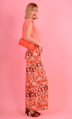 Woman trousers Royal in print Bayadère rouge, very long and large pants