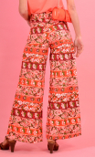 Woman trousers Royal in print Bayadère rouge, very long and large pants