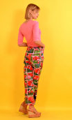 Pantalon Gabor in print Mesdemoiselles, Cotton, 7/8th, wide, high waist.  Paris.