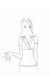 Top Zelda Basiques Raffinés Pistache, jersey, crossed V neckline, chest panel, short sleeves, sixties look.