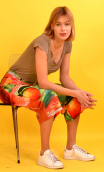 Pants Gus printed Mon Chou, 7/8th lengh wide pants, stretch, high waist, flat profile. Parisian designer