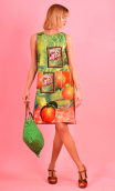 Dress Lady printed Maestro, Three-hole dress, trapeze, patch pockets, elegant, sixties, Paris.