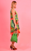 Dress Lady printed Maestro, Three-hole dress, trapeze, patch pockets, elegant, sixties, Paris.
