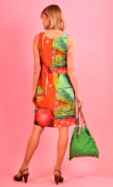 Dress Lady printed Maestro, Three-hole dress, trapeze, patch pockets, elegant, sixties, Paris.