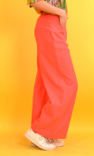 Pantalon Hector. Cup cakes. Corail, coton lin viscose, zip côté. 