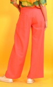 Pantalon Hector. Cup cakes. Corail, coton lin viscose, zip côté. 