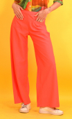 Pantalon Hector. Cup cakes. Corail, coton lin viscose, zip côté. 
