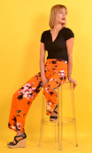 Pantalon femme Gabor imprimé A Tire d'aile, fleurs oiseaux, japonisant