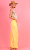Woman trousers Royal in Sunshine, yellow linen, very long and large pants