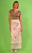 Long pastel flowers printed cotton skirt. La Vallée des roses. Size 36. Unique piece