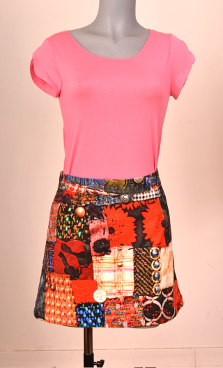 Mini skirt Gaby n'a pas froid Atelier AU. Size 36, unique piece. Cotton velvet