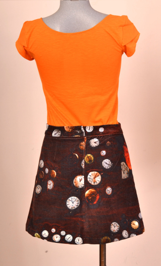 Mini skirt Gaby n'a pas froid Atelier AM. Size 36, unique piece. Cotton velvet