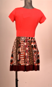 Jupe Noa. Ethnic vieux roseimprimée jersey coton, plissée