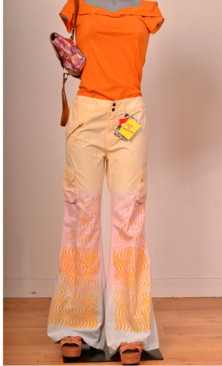 Pantalon Baggy Saumon ciel rose. Coton. Taille 38, pièce unique