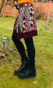 Jupe Noa. Ethnic vieux roseimprimée jersey coton, plissée