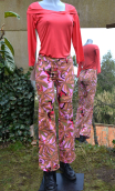 Pantalon Petit Singe. Coton stretch imprimé. Taille 34 et 38. Flare