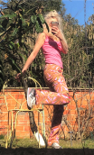 Woman trousers printed Petit Singe. Size 34 and 38. Cotton stretch