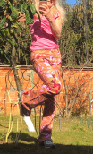 Pantalon Petit Singe. Coton stretch imprimé. Taille 34 et 38. Flare