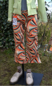 Pantacourt Ruban corail. Taille 38 . Coton stretch imprimé