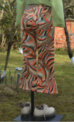 Pantacourt Ruban corail. Taille 38 . Coton stretch imprimé