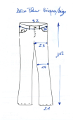 Pantalon Déco fleurs brique-beige. Taille 36. Coton stretch imprimé